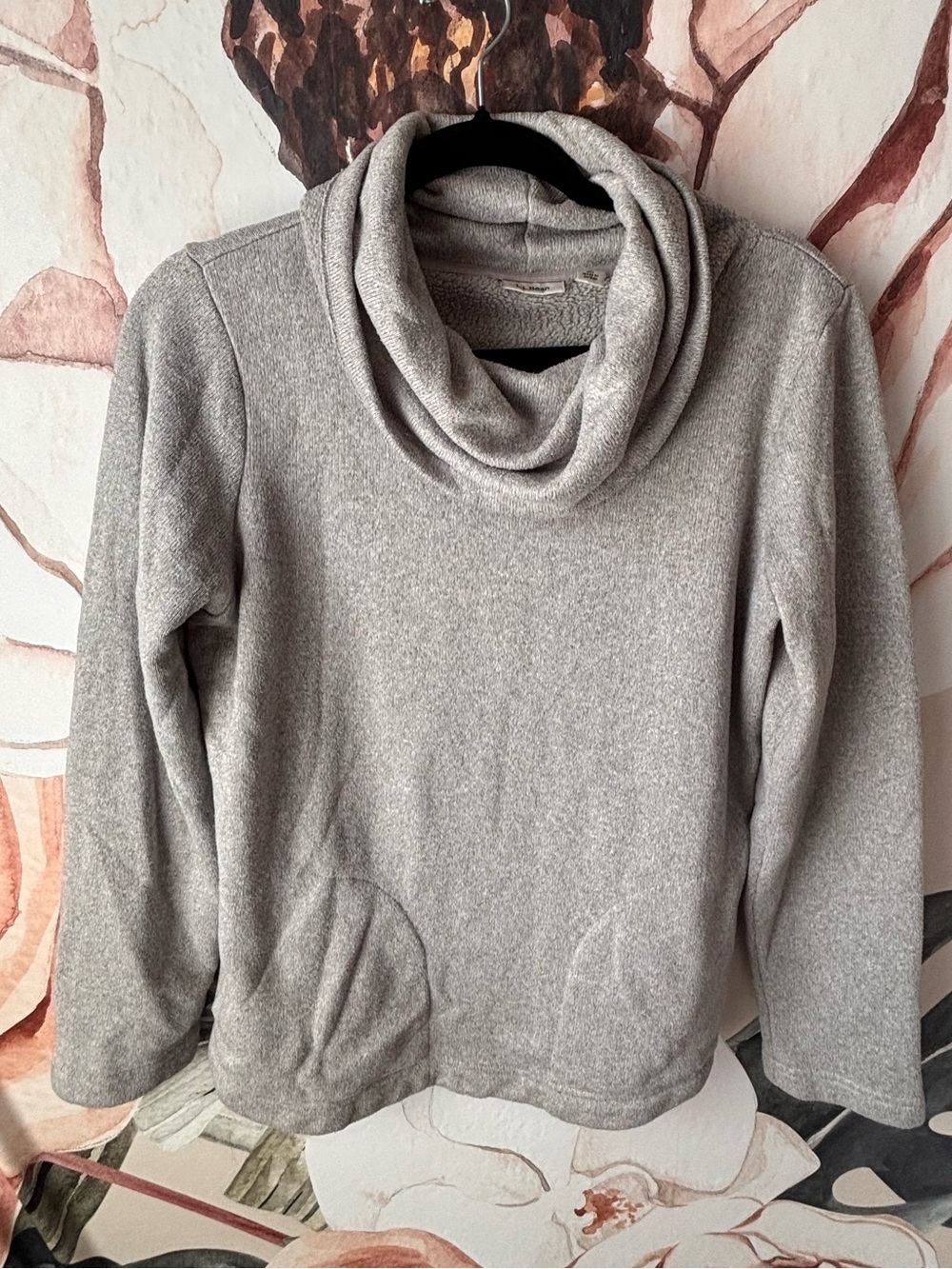 L.L. Bean Heather Gray Cowl Neck Pullover Sweater